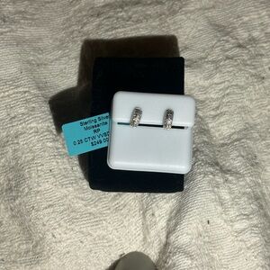 0.25 carat moissanite sterling silver 925 Huggie earrings